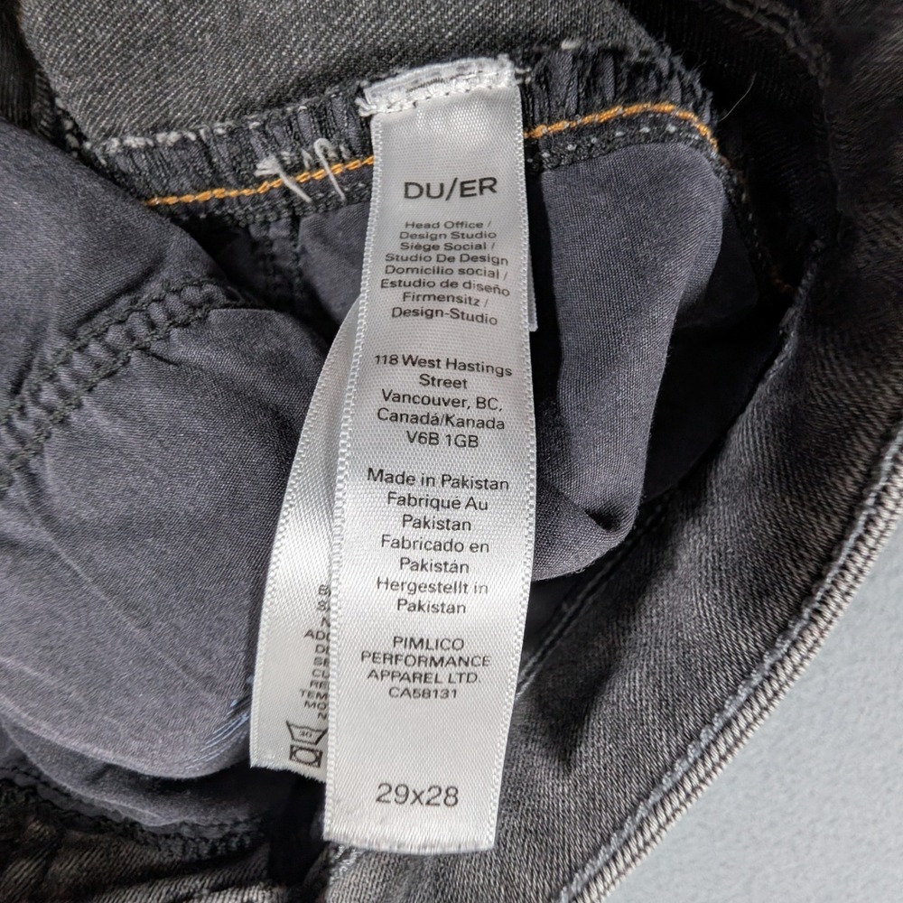 DU/ER Performance Denim Jeans Mens 29x28‎ Grey Slim Fit WLF9A011 - Picture 9 of 10